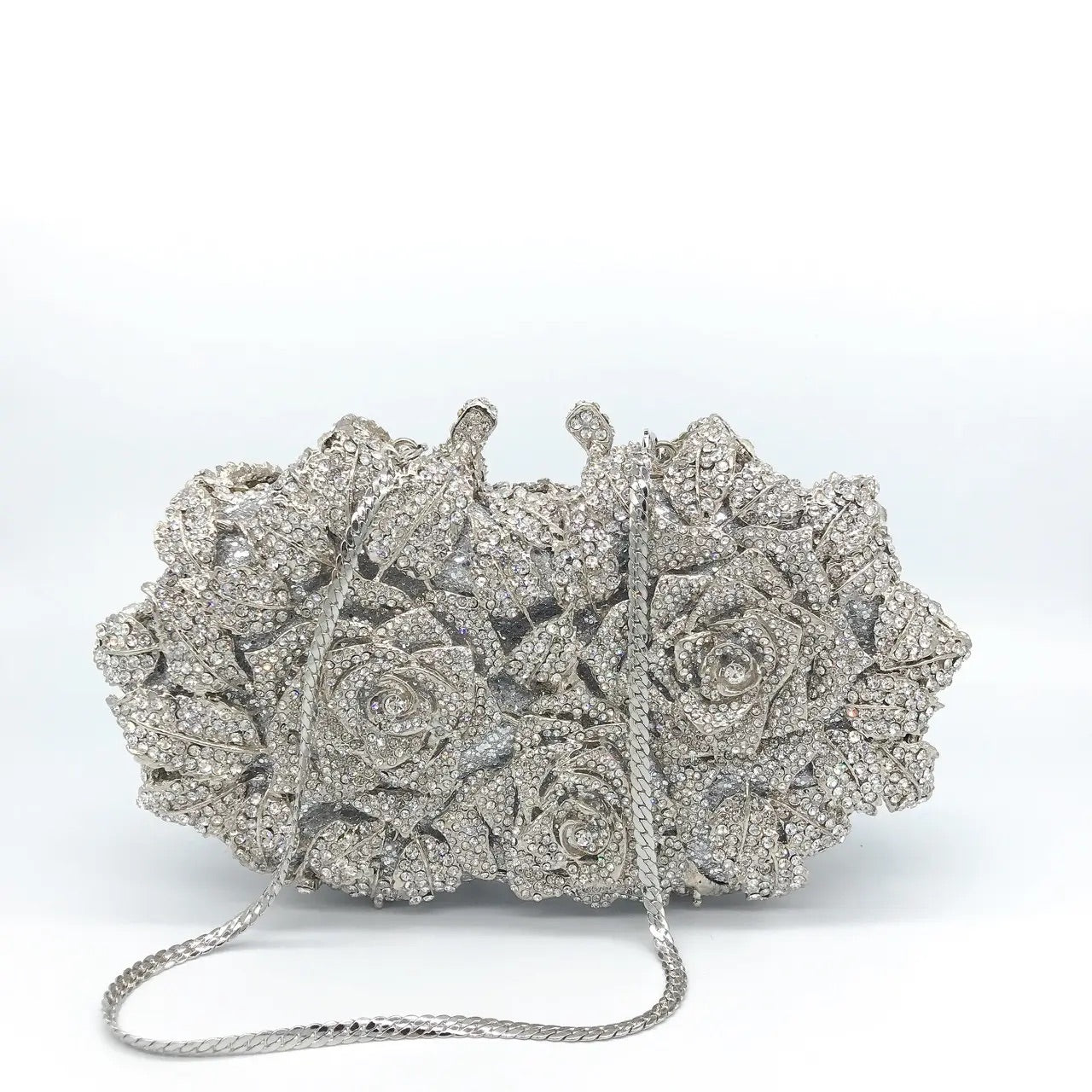 Golden Bloom – Crystal Rose Evening Clutch