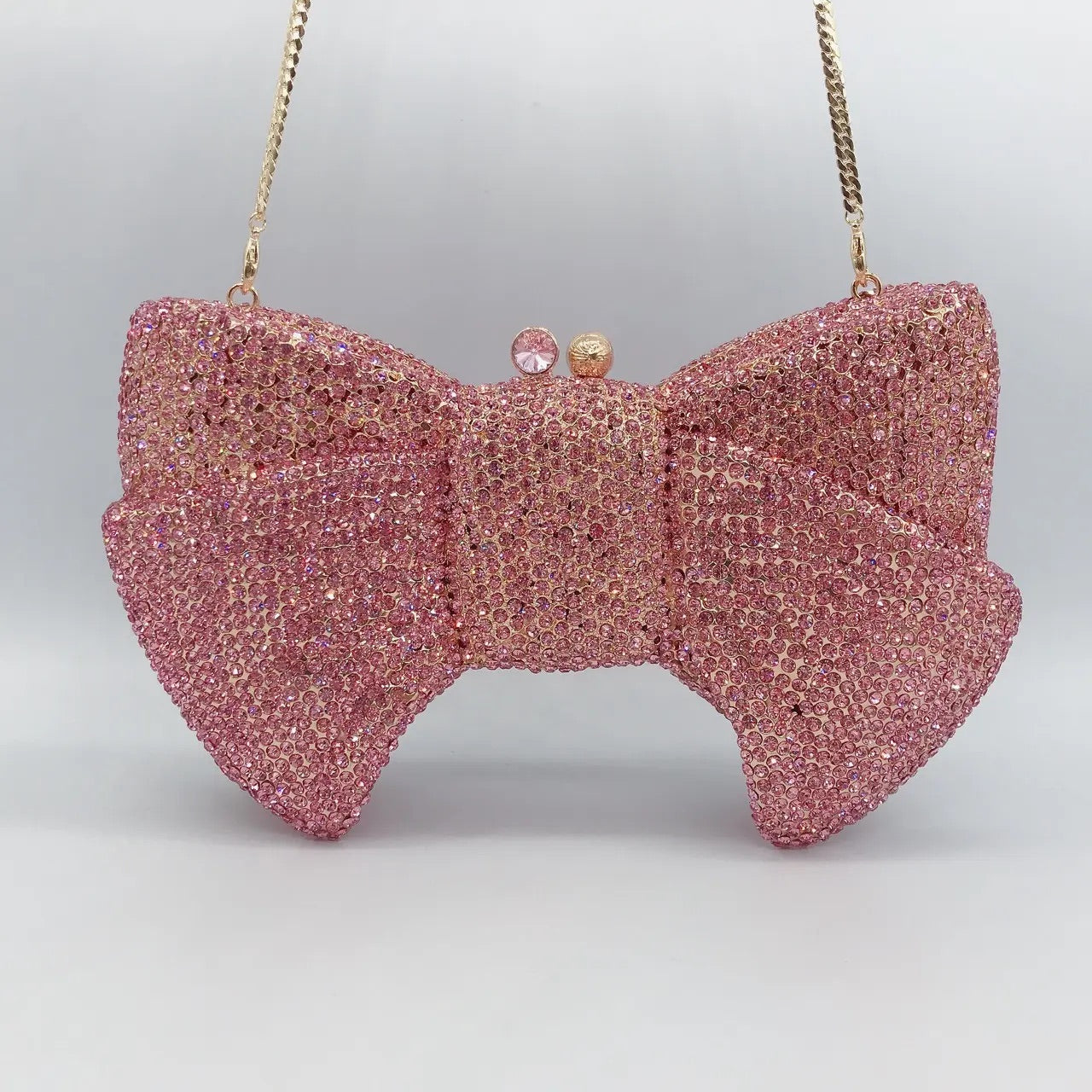 Pink Crystal Bow Clutch Bag – Glam Bling Edition