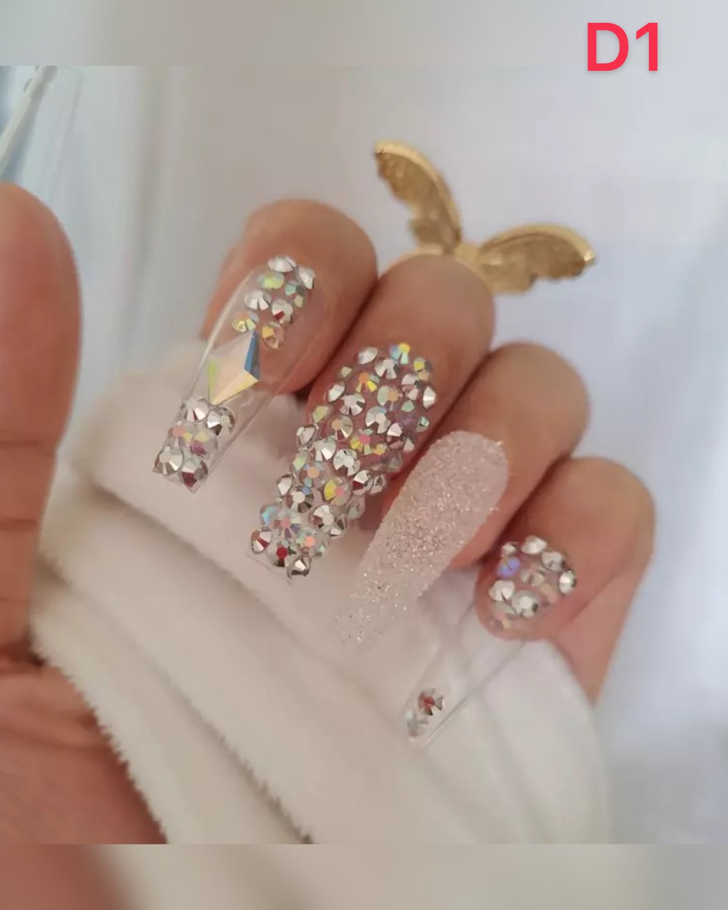 Glamous Diamond Studs 24pcs False Nails - Just4her