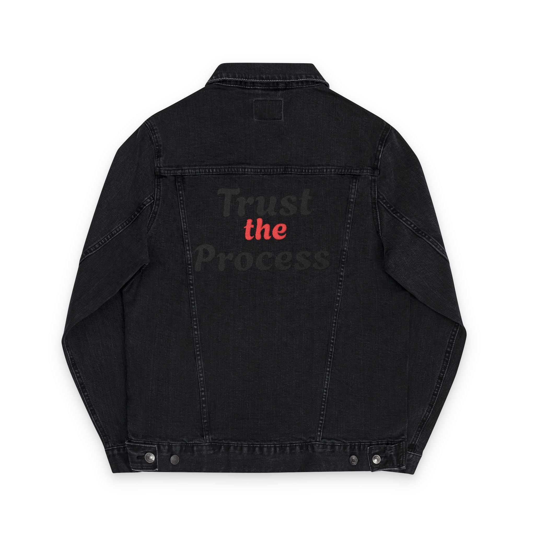 Unisex Denim Jacket with Embroidered Skater Design.