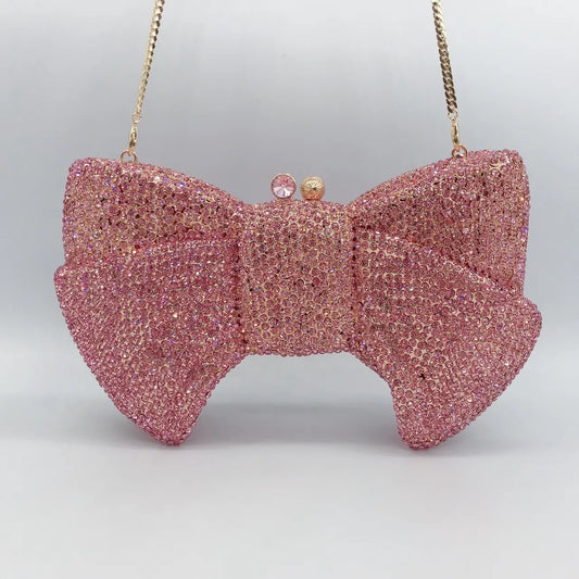 Pink Crystal Bow Clutch Bag – Glam Bling Edition