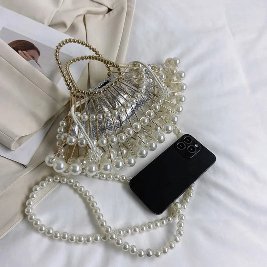 The Luxe Pearl Fan Clutch