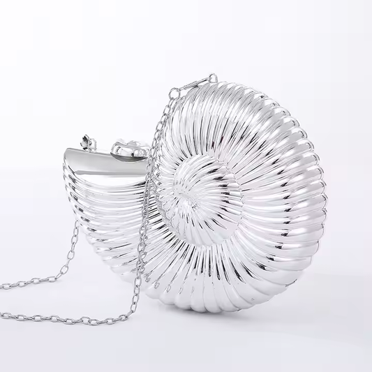 Silver Seashell Clutch Bag