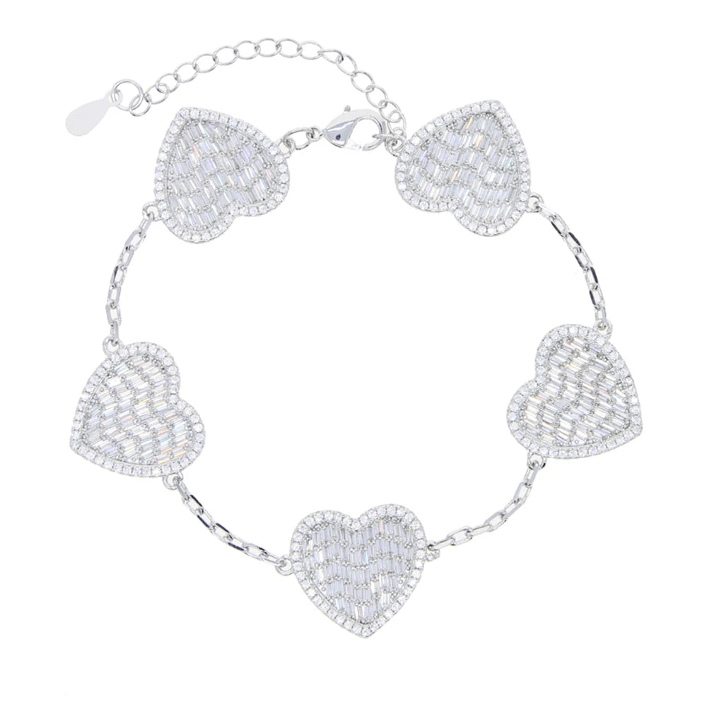 Iced Heart Charm Bracelet